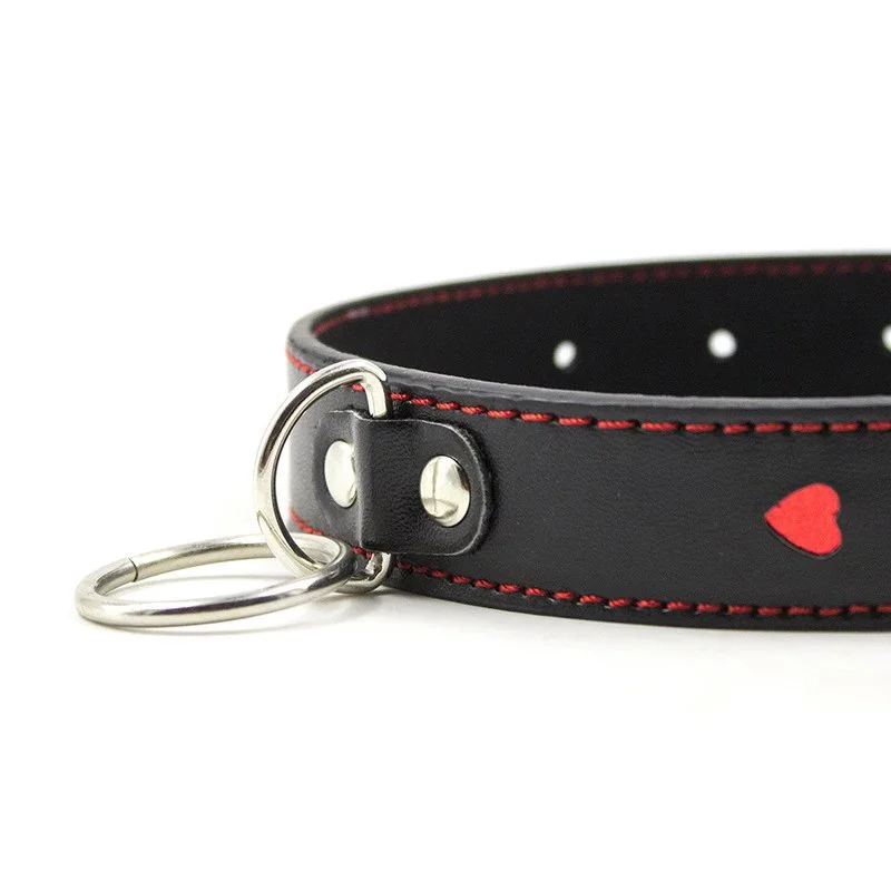 Adult Sex Bondage Heart Shape PU Leather Collar Intimate Accessory for Women Romantic Couple Play