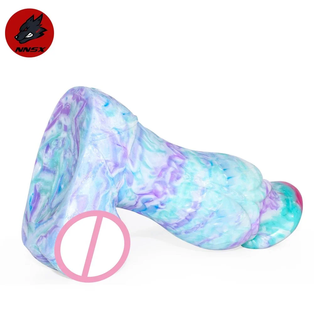 Adult Women Sex Toy Thick Silicone Anal Plug Realistic Testicles Dildo With Suction Cup