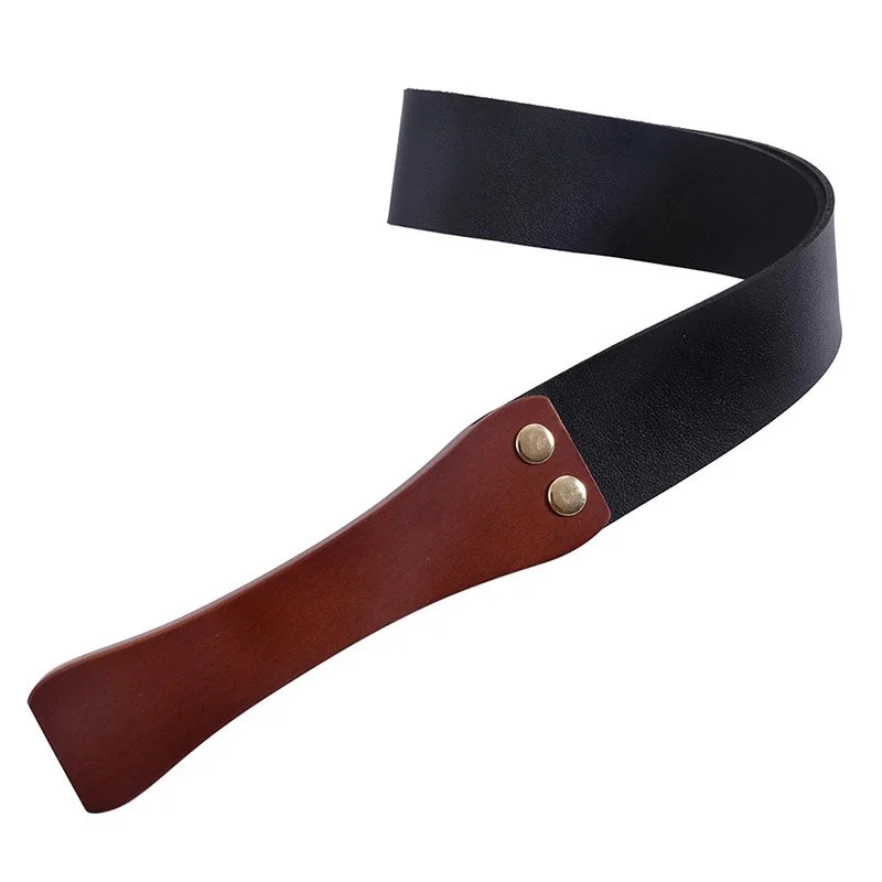 Adult Sex Game Bondage Sexy Whip Leather Paddle Spanking with Wooden Handle