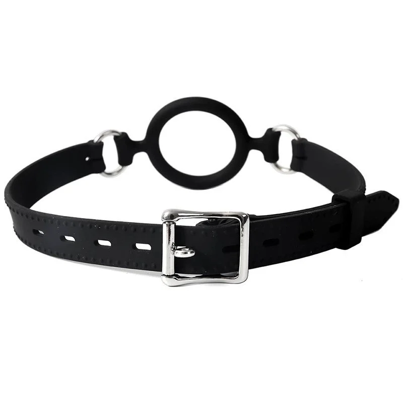 Bondage Slave Sex Toys Leather Belt SM Deep Throat Open Mouth Gag Ball Soft Silicone O Ring Mouth Gag