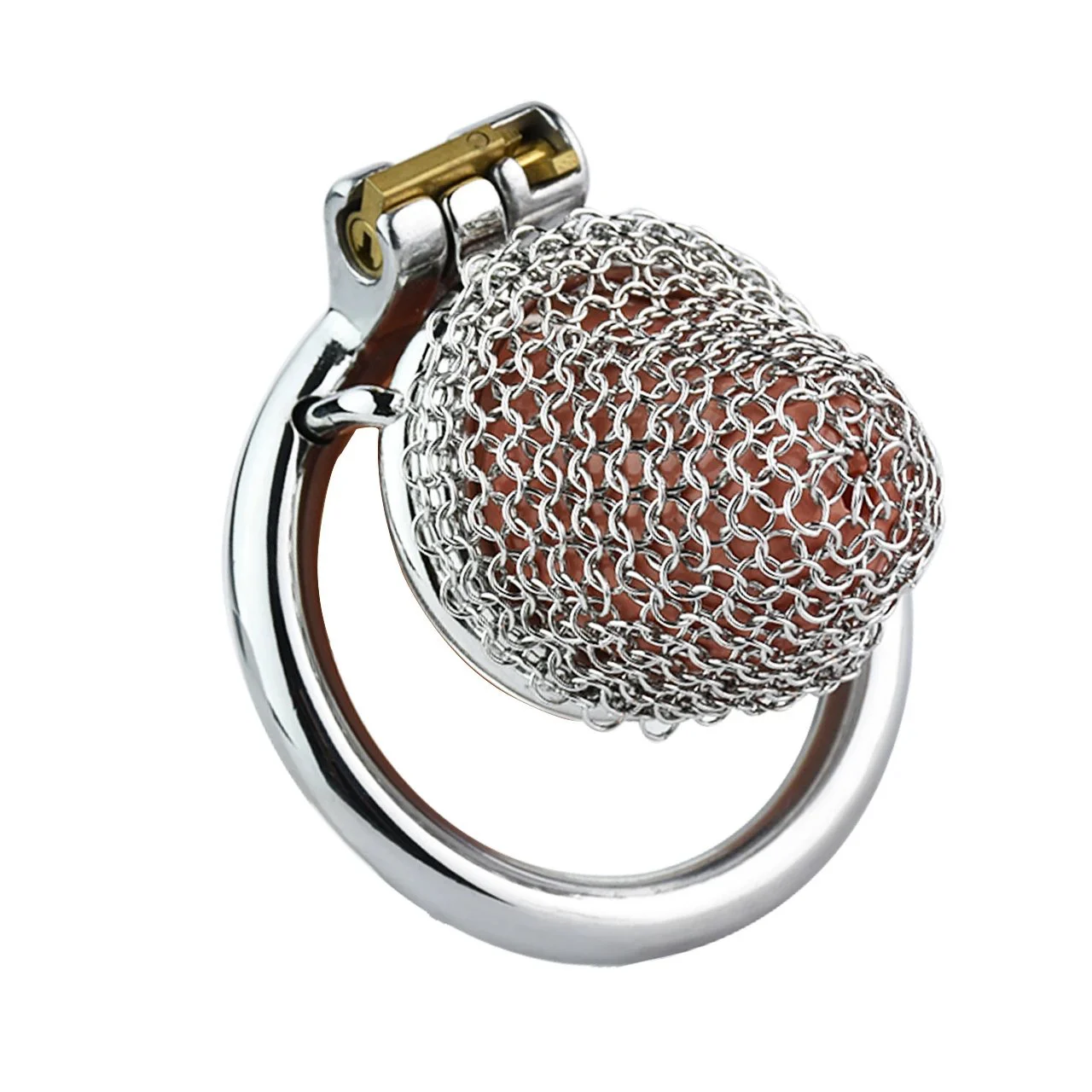 Soft Male Chastity Cage 304 Stainless Steel Reticular Mesh with Curved or Round Ring for Play