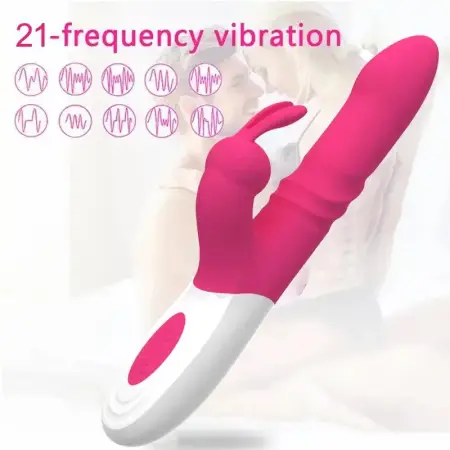 Telescopic 30 High Speed Dildo Silicone Vibrator Female Clitoris and G-spot Rabbit Vibrator Dildo for Women Waterproof Sex Toy