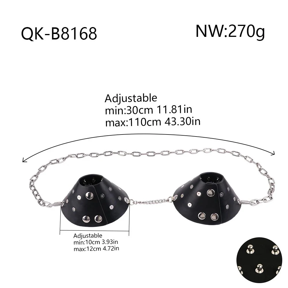 Adjustable Nipple Clamps with Leather Belt and Metal Rivets Roleplay Toy for Women