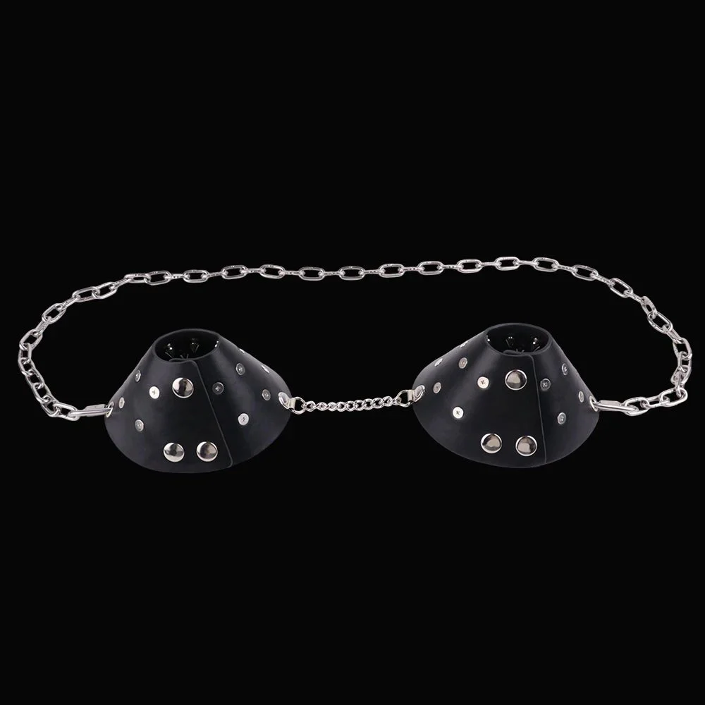 Nipple Clamps for Women Metal Rivets & Leather Belt Role Play Accessory