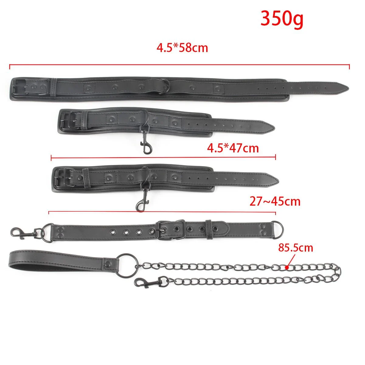 Bondage Handcuffs with Neck Collar and Leash Back Binding Restraint Kit for Couples Adult Flirting