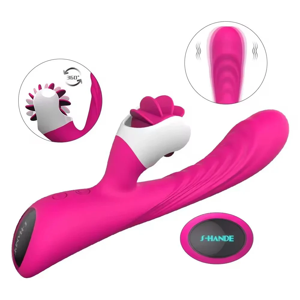 2 in 1 Female Rabbit G-Spot Licking Vibrator Clitoris Stimulators Intelligent Rotating g Spot Vibrator for Women Masturbation