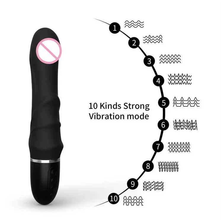 USB 10 Frequency Silicone AV Massage Vibrator Sex Toys Stick Dildo for Female Masturbation
