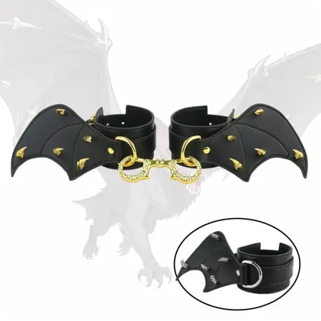 Bat-wing Design Adult Novelty Ankle Cuffs Available in 2 Colors Soft Leather Material with Premium Texture Ideal