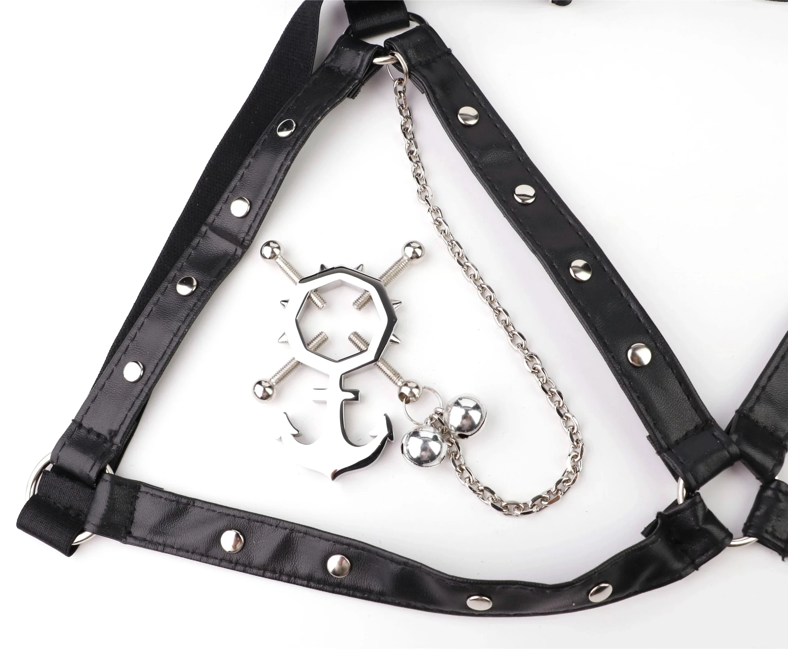 Breast Bondage With Steel Chain Strapon Couple Flirting Products Stainless Steel Nipple Clips Sex Toys