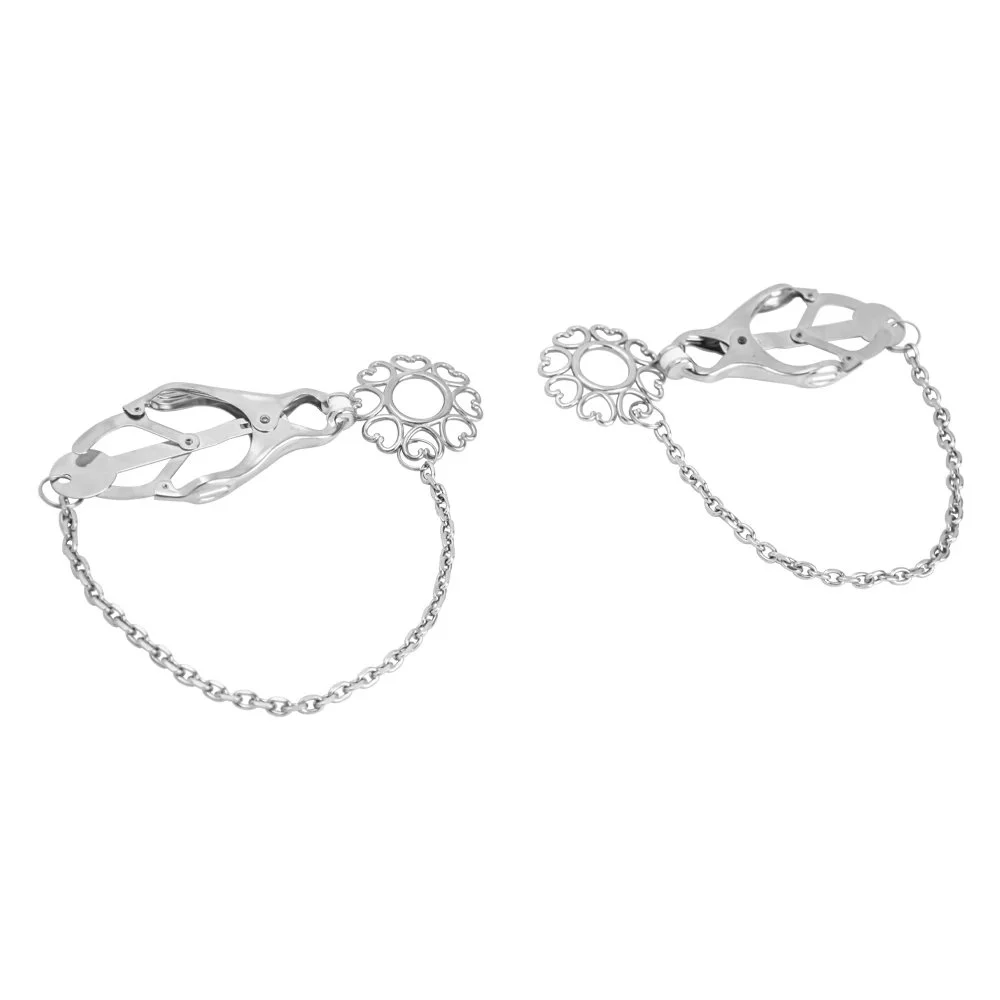 Blazing Heart Winding Ring Fetish Sex Toys for Women Chain Nipple Clamps Breast Bondage Sexy Girl Breast Toy Game