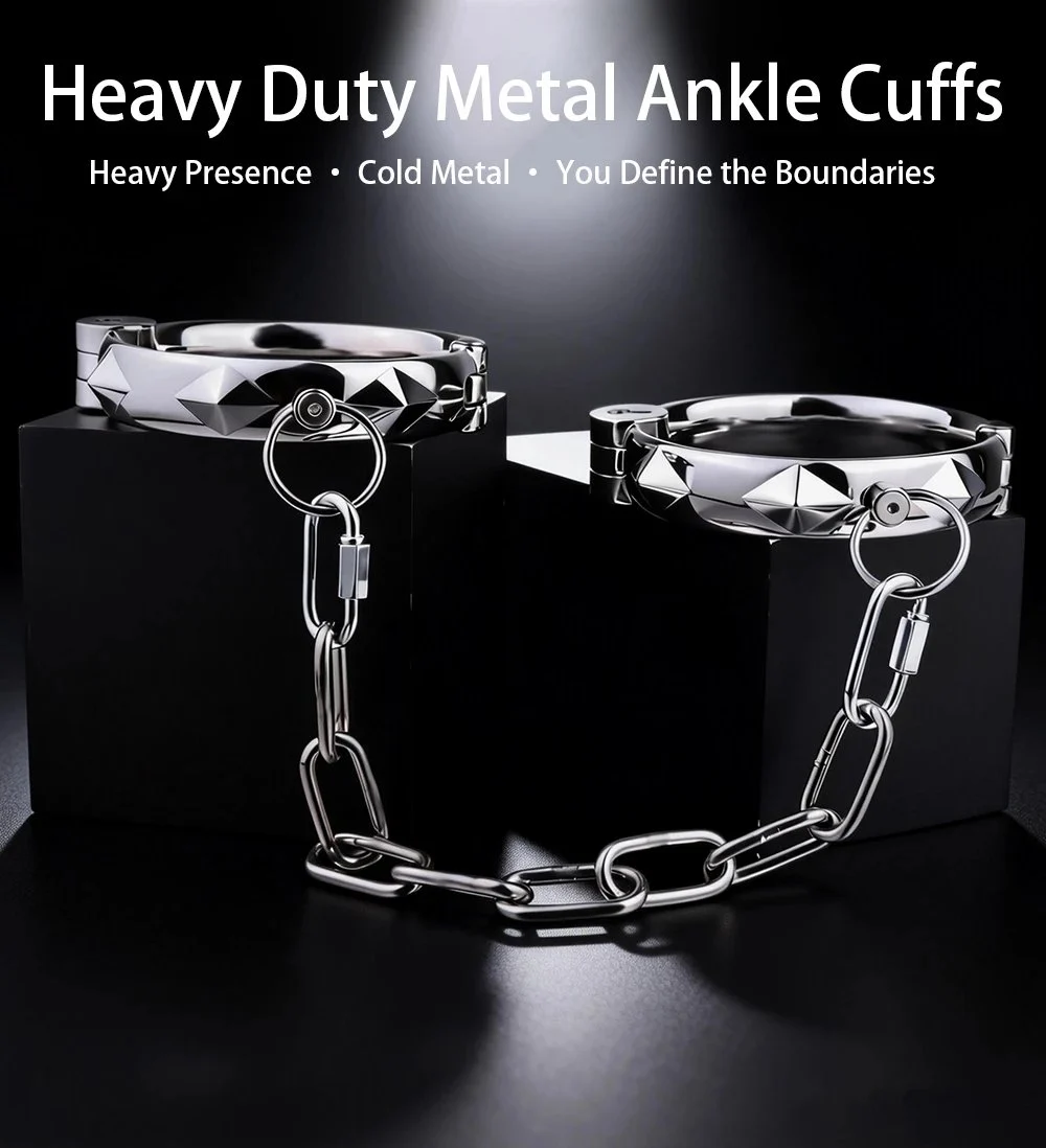 Shackles & Handcuffs with Lock Metal Bondage Toys for Unisex High Heavy Duty Fetish Harness Restraint Kit-Handcuff