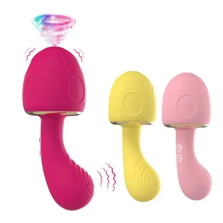 Sex Toy for Woman 5 in 1 G Spot Heating Mushroom Head Dildo Clitoral Sucking Mushroom Vibrator