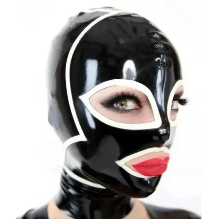 Black Rubber Latex Hood Mask Full Cover 100% Waterproof Oral Sexy Fetish Fast Delivery