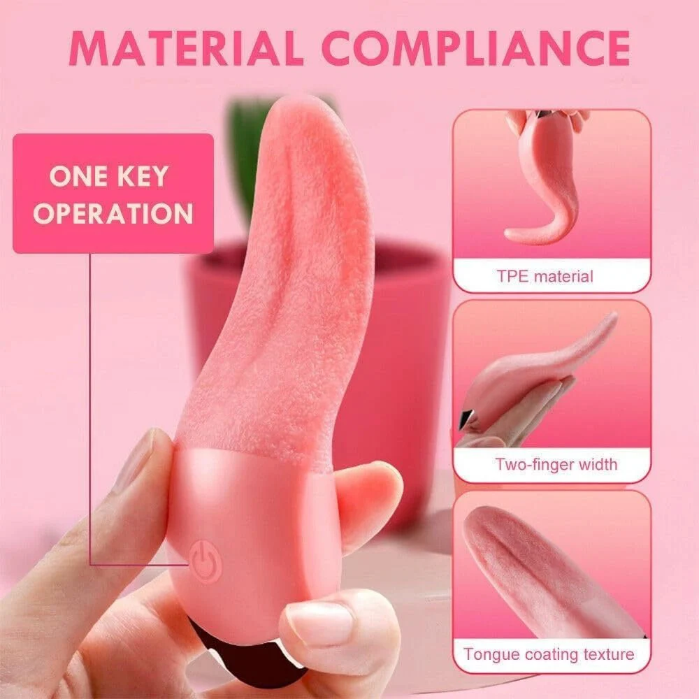 Tongue Shaped Vibrator Waterproof Breast Clitoris Female Realistic Artificial Tongue Licking Vibrator for Women