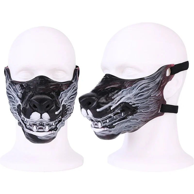 Bloodthirsty Wolf Original Half-Face Mask Adjustable Size Fetish Mask Dark Series Roleplay Prop