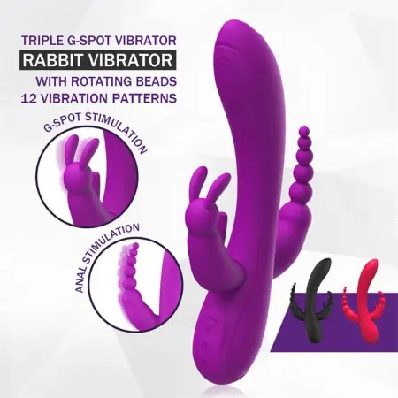 Sex Toys for Women 12 Vibe Rechargeable Clitoris Stimulator Triple Heads Rabbit Anal Beads Vibrator