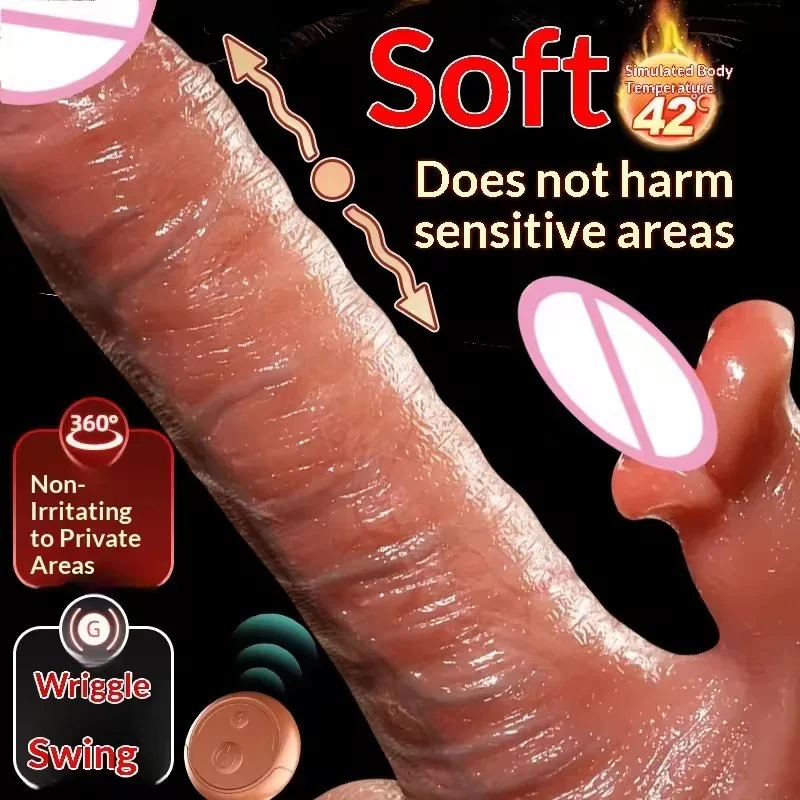 Adult Sex Toy Big Dildo 7 Frequencies Automatic Telescopic Sway Vibration Heating Tongue Teasing Waterproof Female
