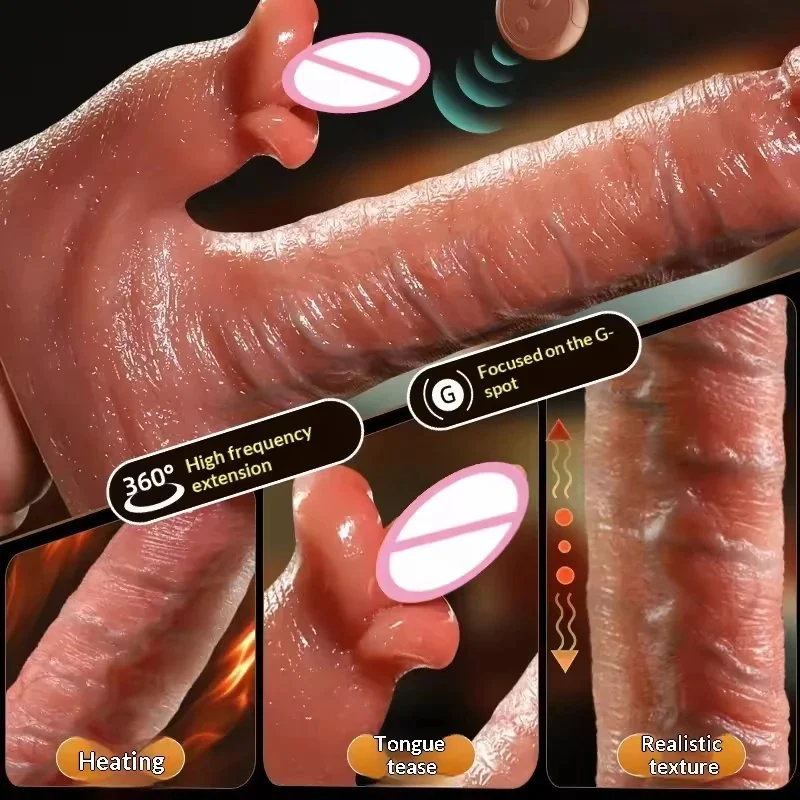 Adult Sex Toy Big Dildo 7 Frequencies Automatic Telescopic Sway Vibration Heating Tongue Teasing Waterproof Female