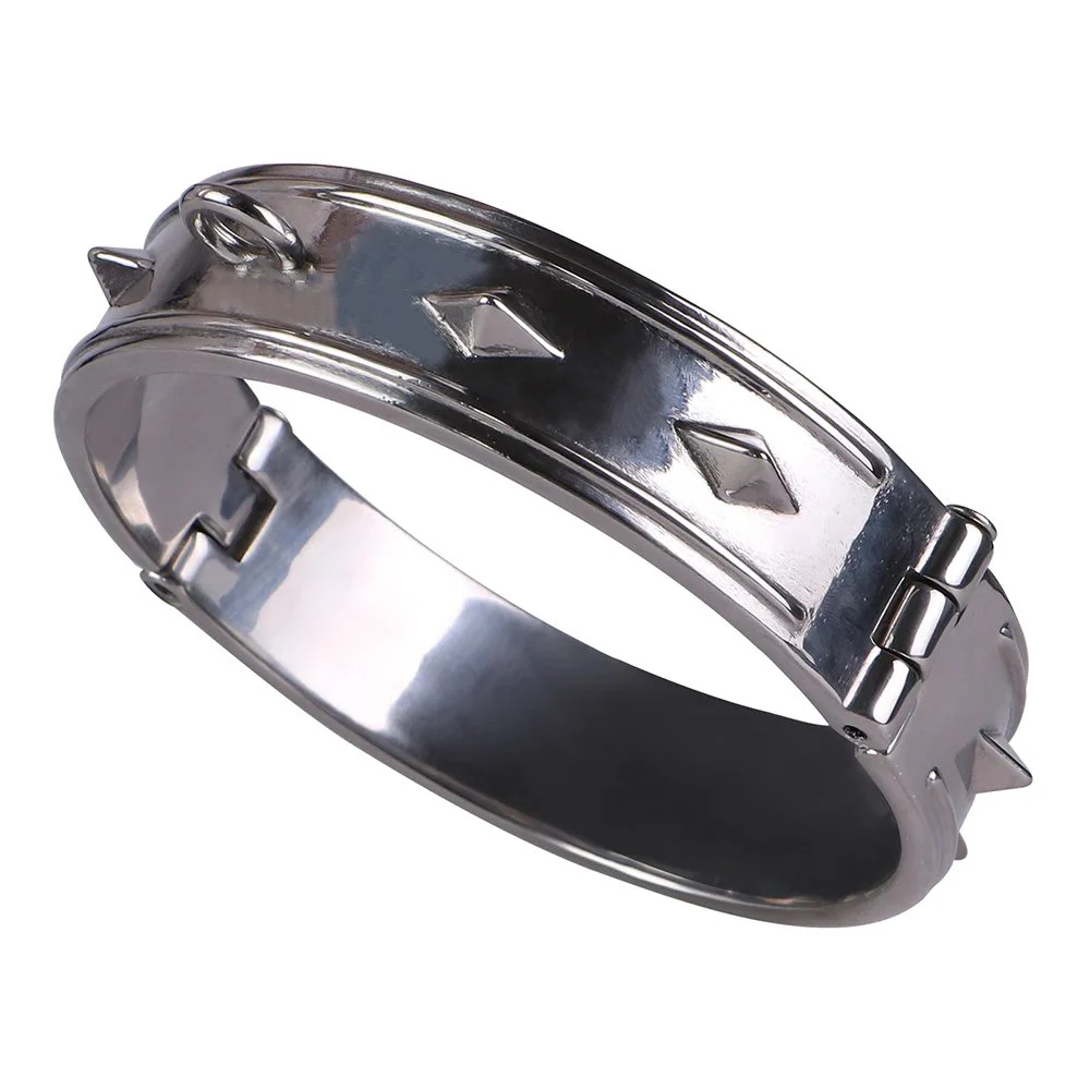 Diamond Spire Premium Leather Adjustable Collar for Submissive Play with Spikes & Metal Buckle