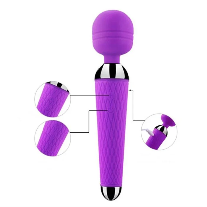 USB Power 10-Frequency Vibrating Vaginal Wand Adult G-Spot Vibrators Massager