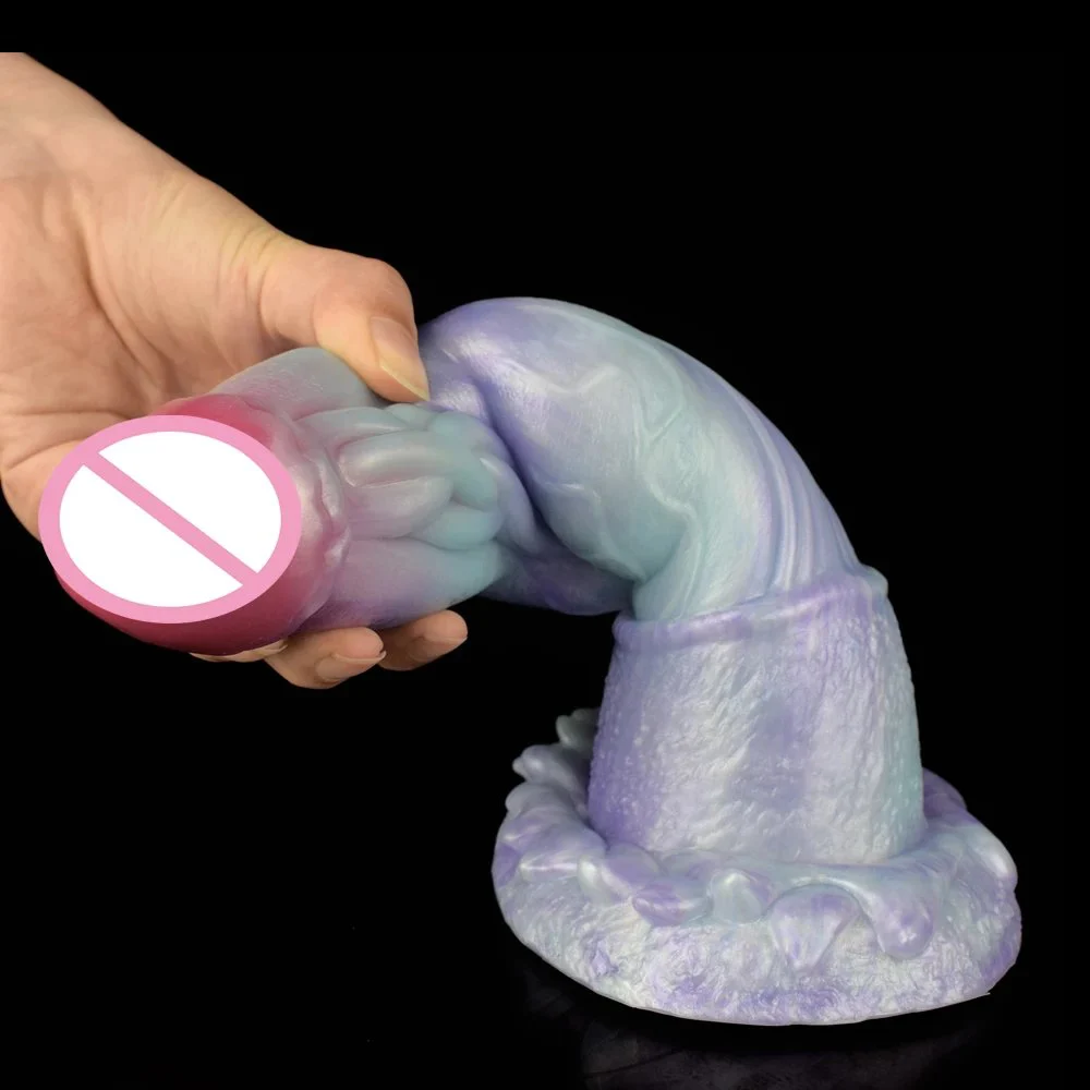9.84 Inch Realistic Large Ice Dragon Dildo Penis Liquid Silicone Sex Shop Toy with Luminous Color Dildos for Male Gay