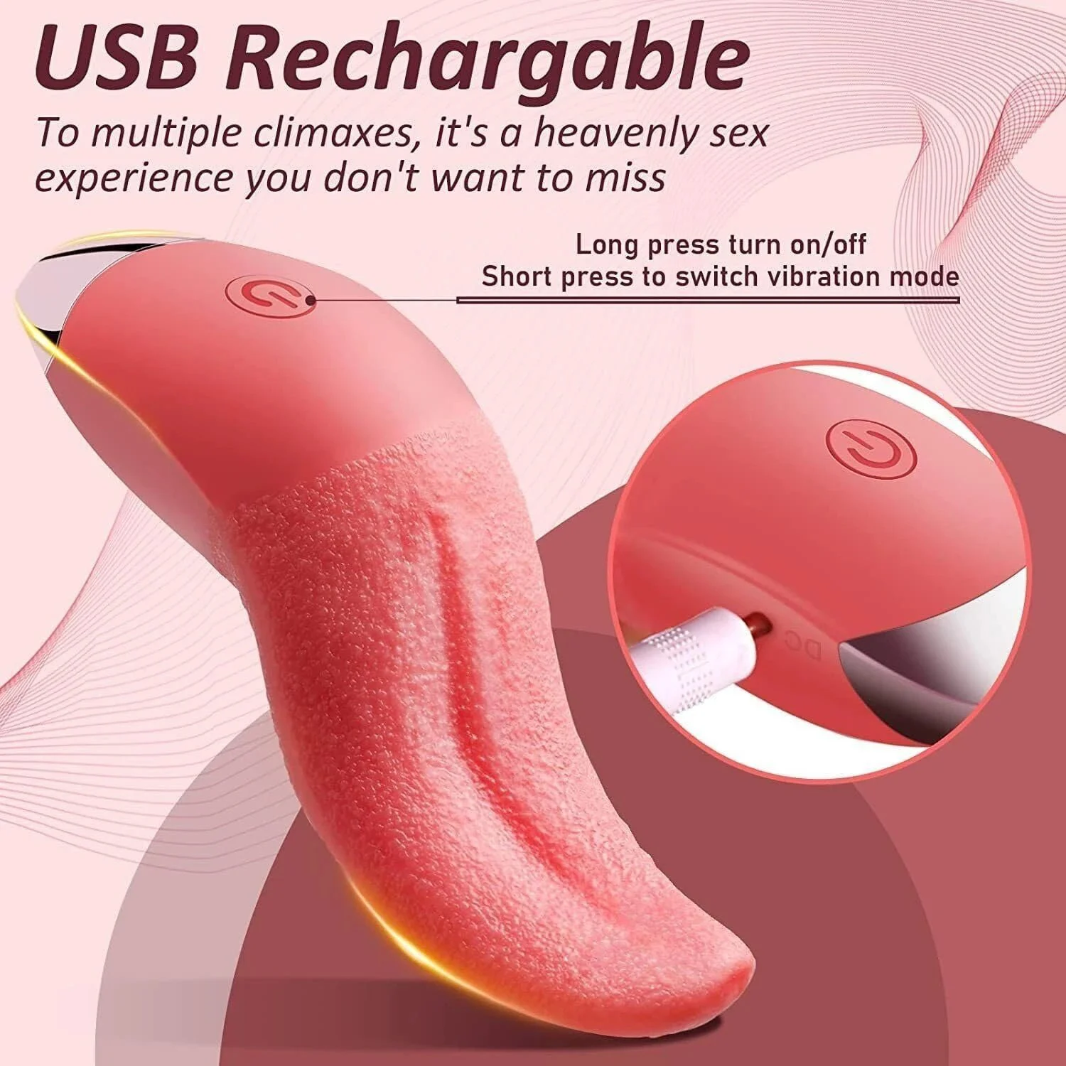 Tongue Shaped Vibrator Waterproof Breast Clitoris Female Realistic Artificial Tongue Licking Vibrator for Women