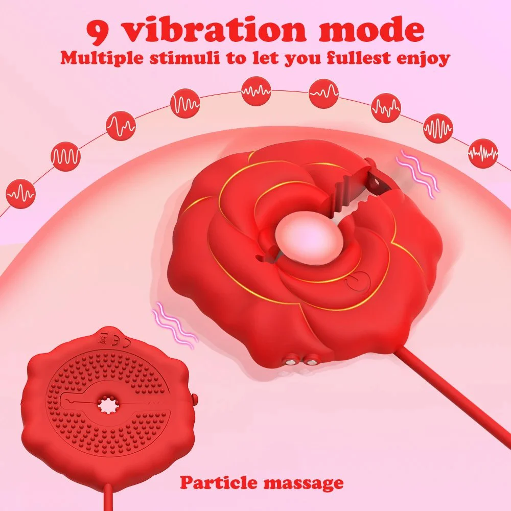 APP Control Adult Sex Toy for Women Rose Nipple Clamps Vibrator with 9 Vibration Modes USB Power Chest Nipple Stimulator