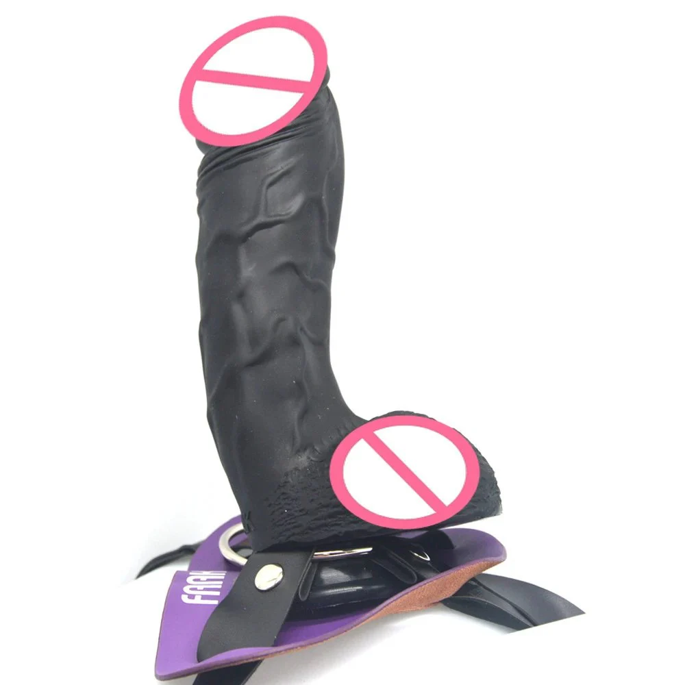 24.5cm Dressing Rubber Penis for Lesbian Sex Toy Thick Dildo with Belt Strap on Dildo with Big Glans Sex Toy for Male
