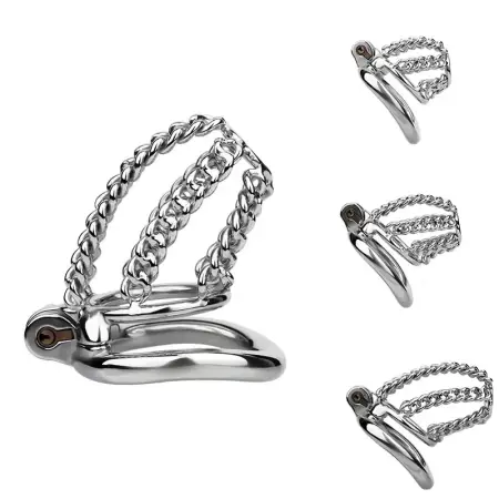 Stainless Steel Male Penis Chastity Cage Conveniently Wearable Restraint-Style Sex Toy Suitable