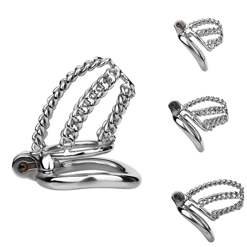 Stainless Steel Male Penis Chastity Cage Conveniently Wearable Restraint-Style Sex Toy Suitable