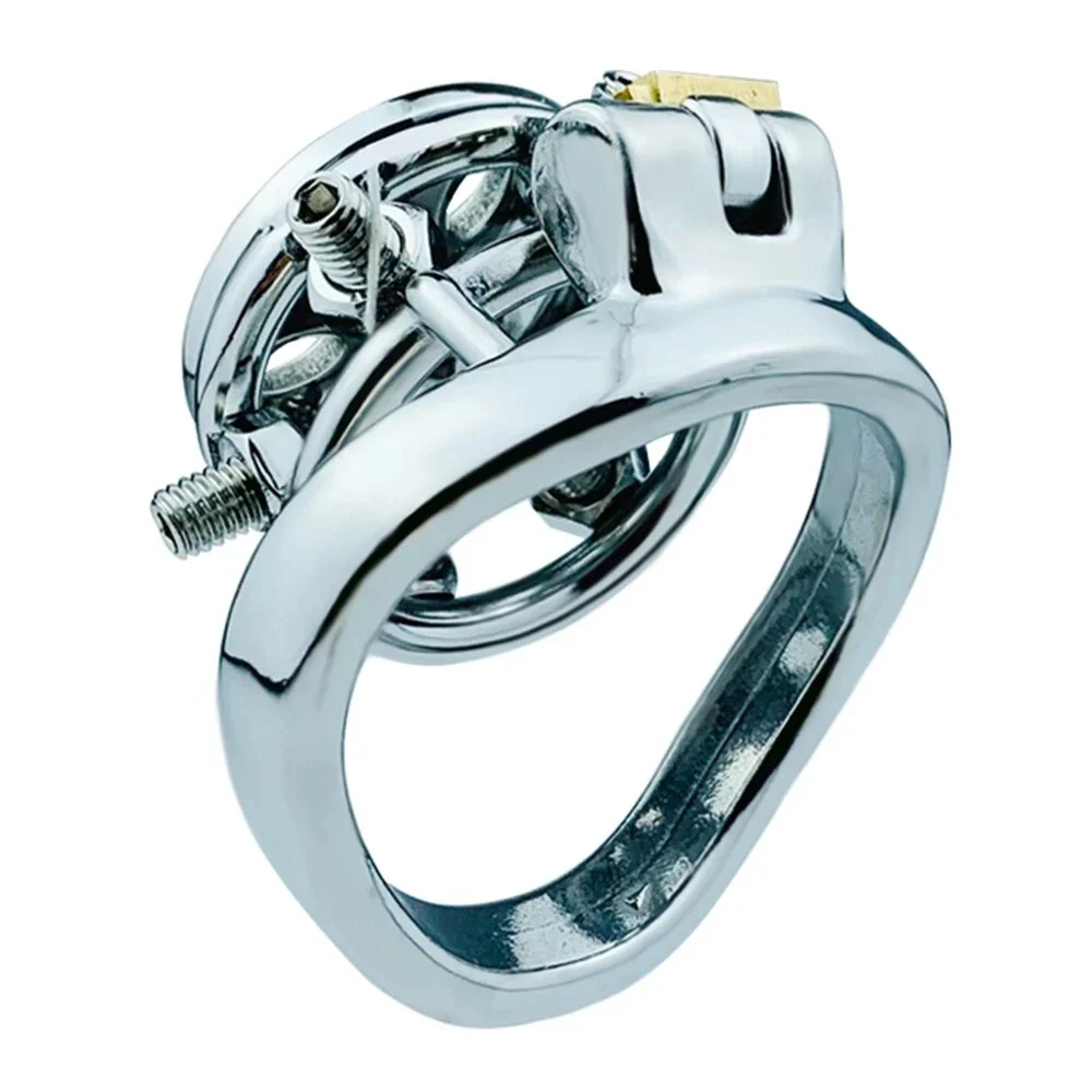 Super Hot Male Painful Chastity Devices Flat Short Chastity Cage Stainless Penis Ring