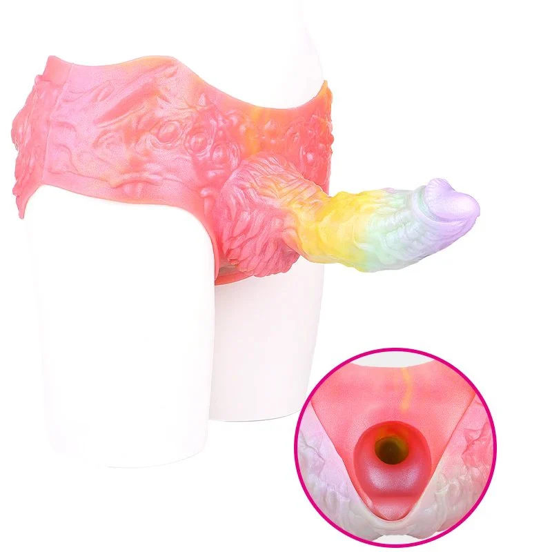 Colorful Flames Illusionary Rainbow Wearable Hollow Penis Sleeve for Effective Penis Enlargement Silicone Sex Toy