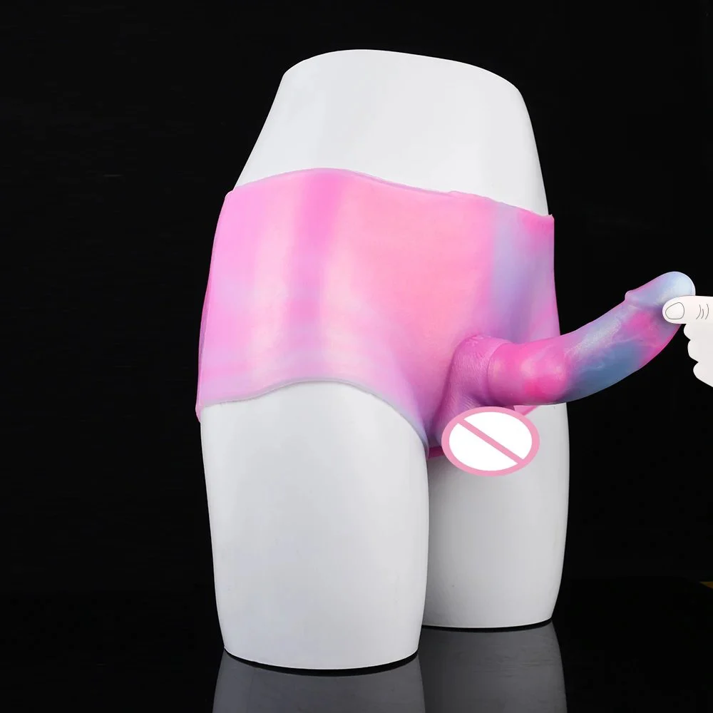 Dildo Panties One Piece Wearable Pants Silicone Sex Toys Soft Real Skin Feeling Leather Pants Dildo for Lesbians