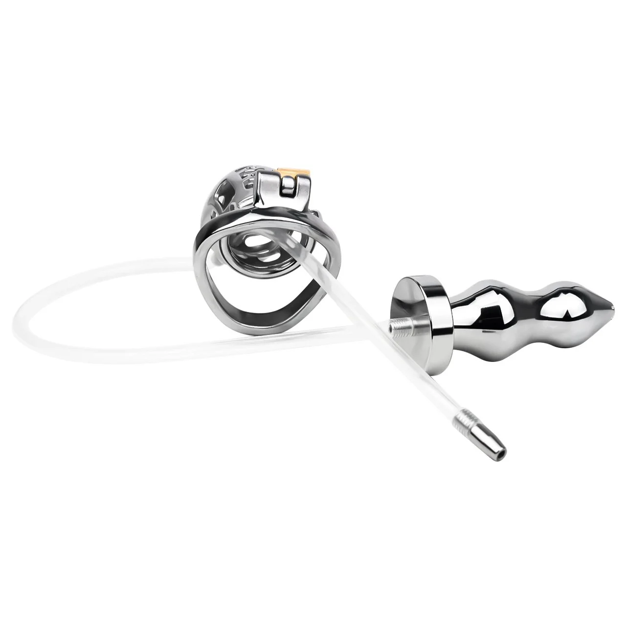 Stainless Steel Male Chastity Device Add Anal Plug with Urethral Catheter Strap Sex Toys for Men and Woman