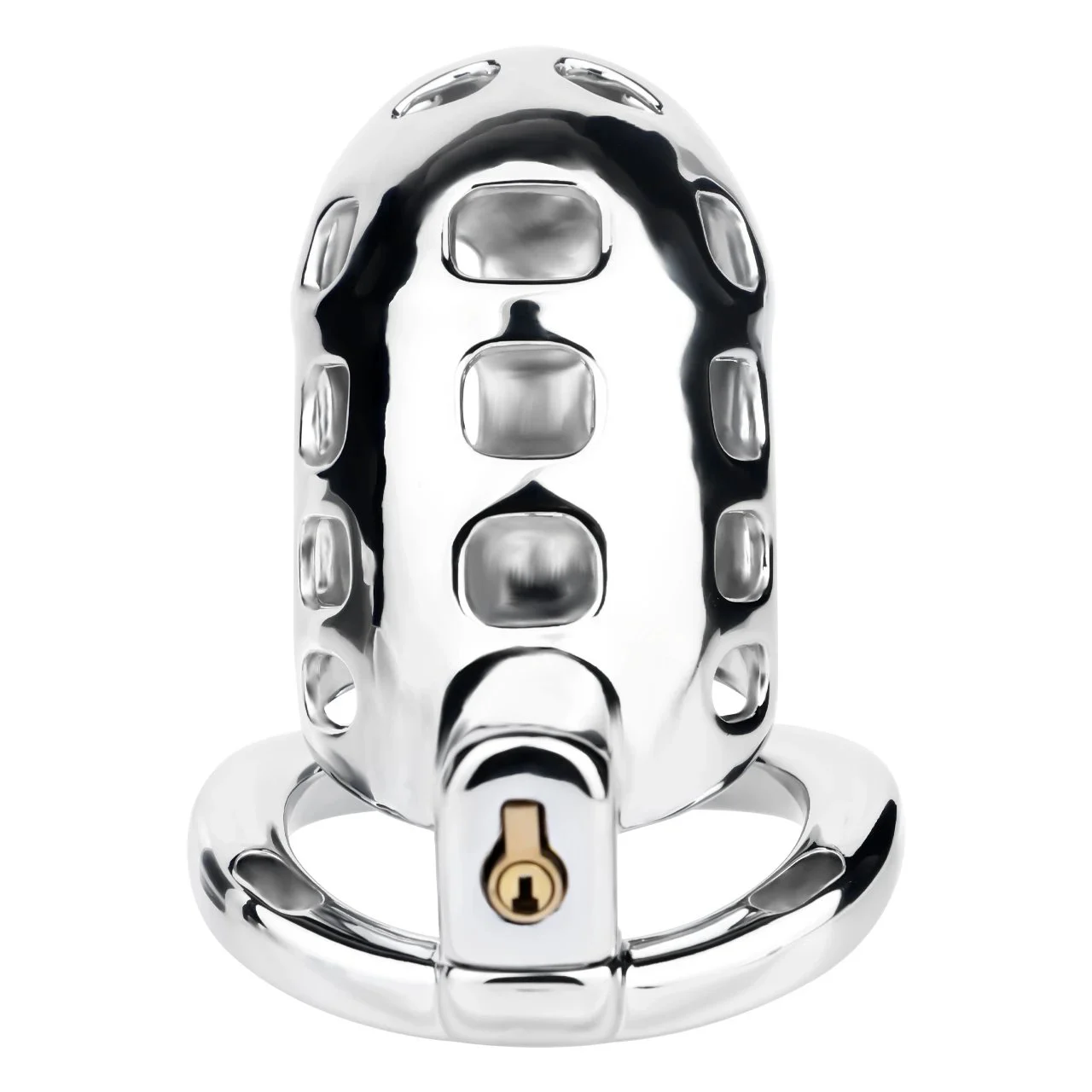 Steel Male Chastity Lock with Catheter Design Delivers Intense Confinement Sensation Through Male Penis Cage Restraint