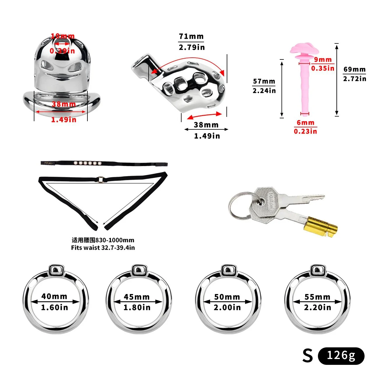Steel Male Chastity Lock with Catheter Design Delivers Intense Confinement Sensation Through Male Penis Cage Restraint