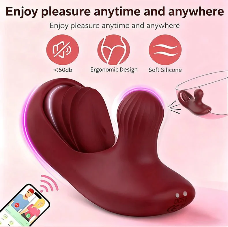 APP Control Wearable Silicone Anal Massager Vibrator Small Tongue Slap 9 Frequency Vibration Mode 100% Waterproof Adult Toy
