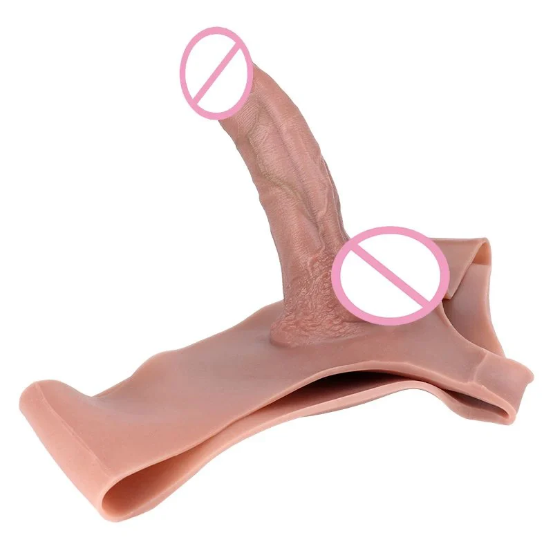 Adult Male Extender Enlarger Penis Sleeve Pants Sex Toy for Men Delay Ejaculation Reusable Strap on Dildo Condom for Couple