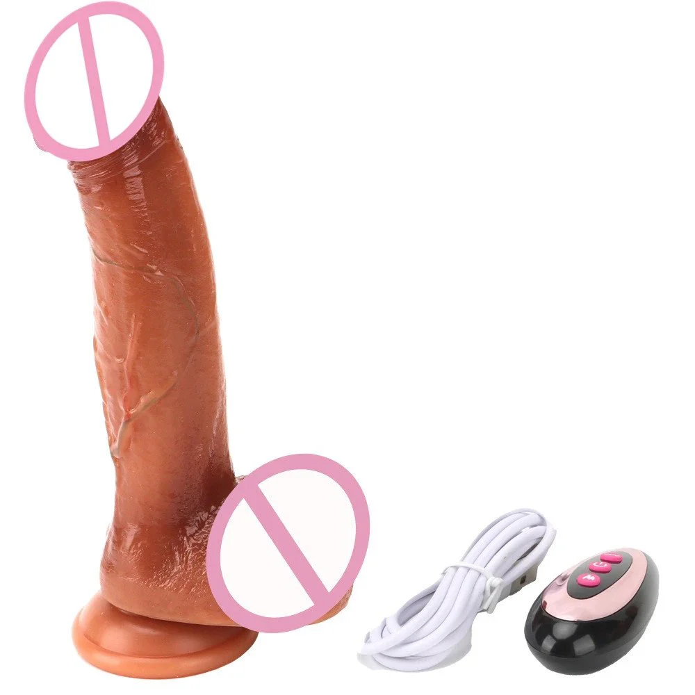 Rechargeable Realistic Thrusting Dildo Vibrator Adult Sex Toy Women Heating Telescopic Dildo Vibrators