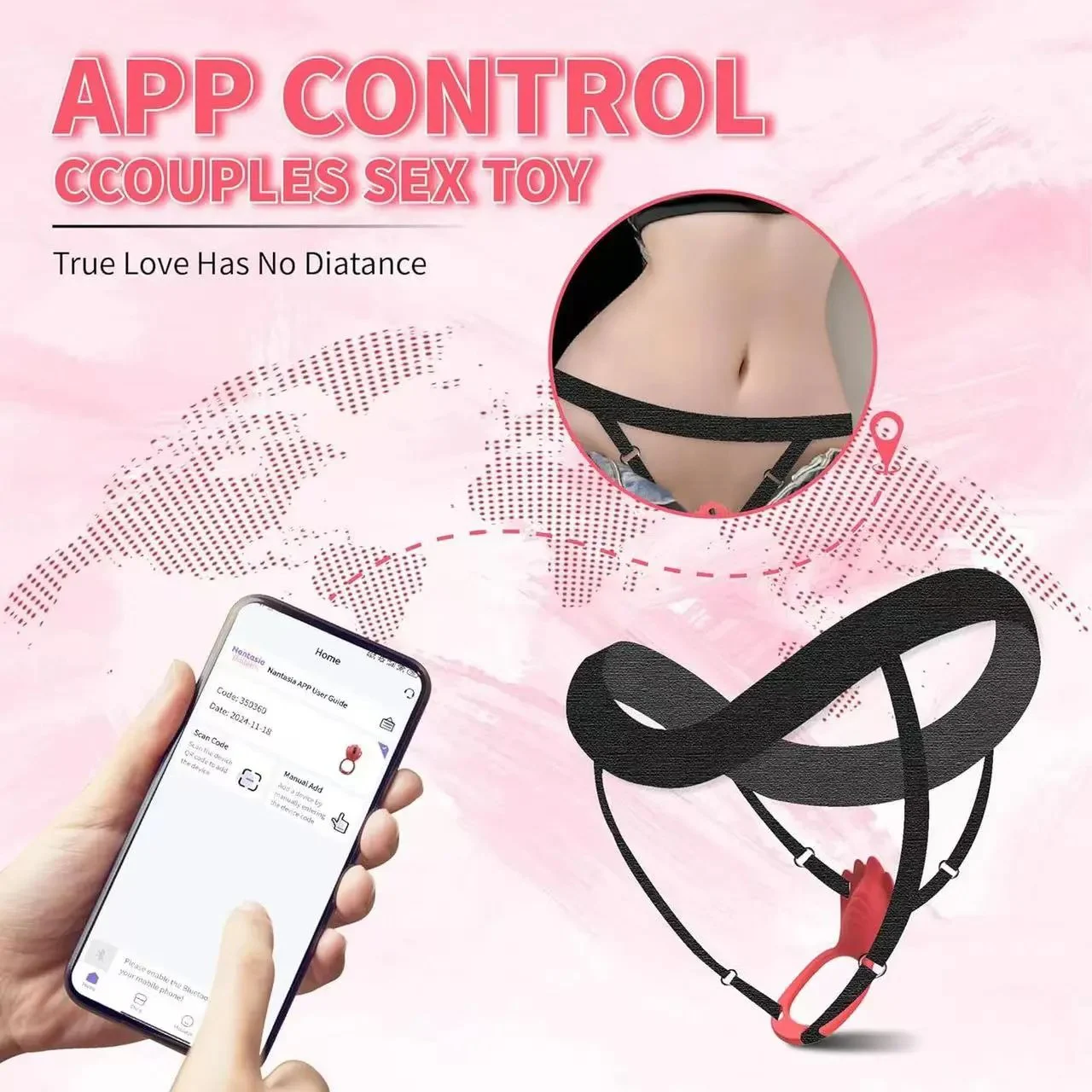 APP Controlled Strap-On Panty Vibrators for Women Multi-Mode Adjustable Buckle Adult Sex Toys with Vibrating Rings