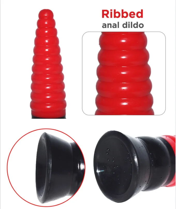 9.25 Long Huge Realistic Dildo Strapon Penis Women Anal Toys Red and Black Strap on Ribbed Sex Male Dildo for Women