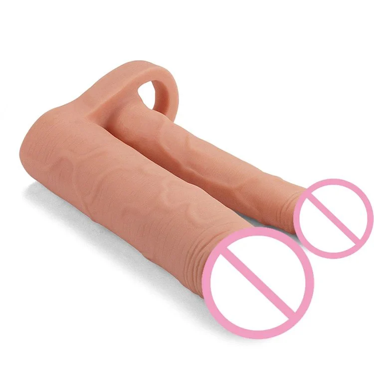 Realistic Soft Rubber Waterproof Grow Thicker Dildo Double Head