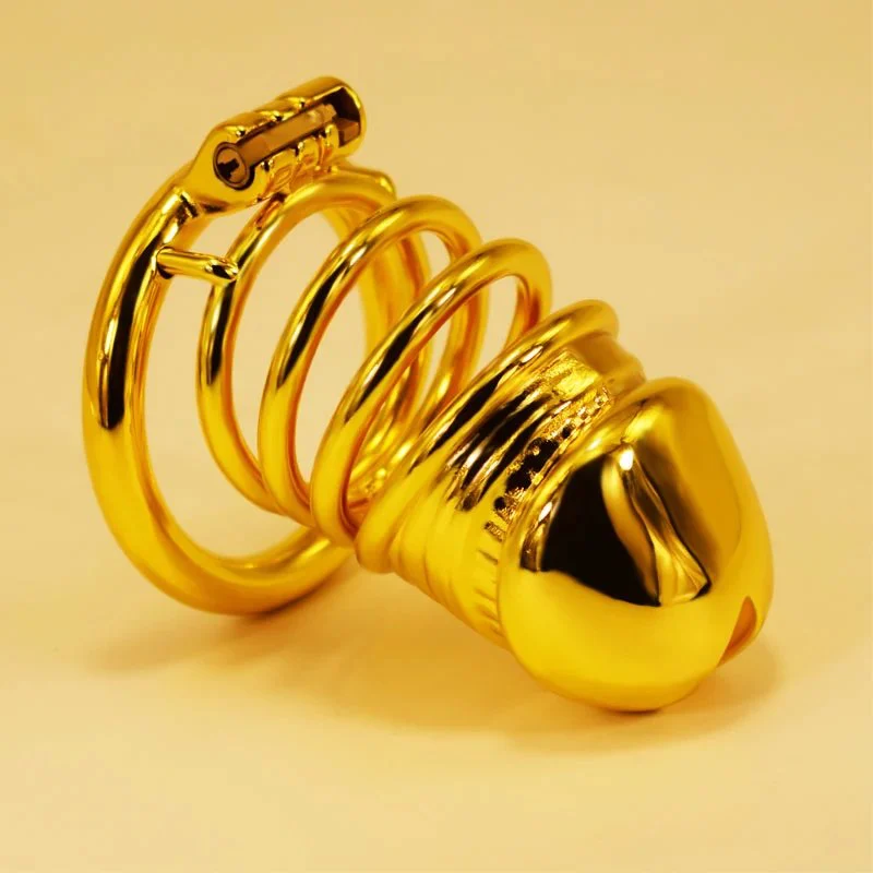 Total High 120mm 304 Stainless Steel Gold Plated Anal Plug High Quality Chastity Belt for Men