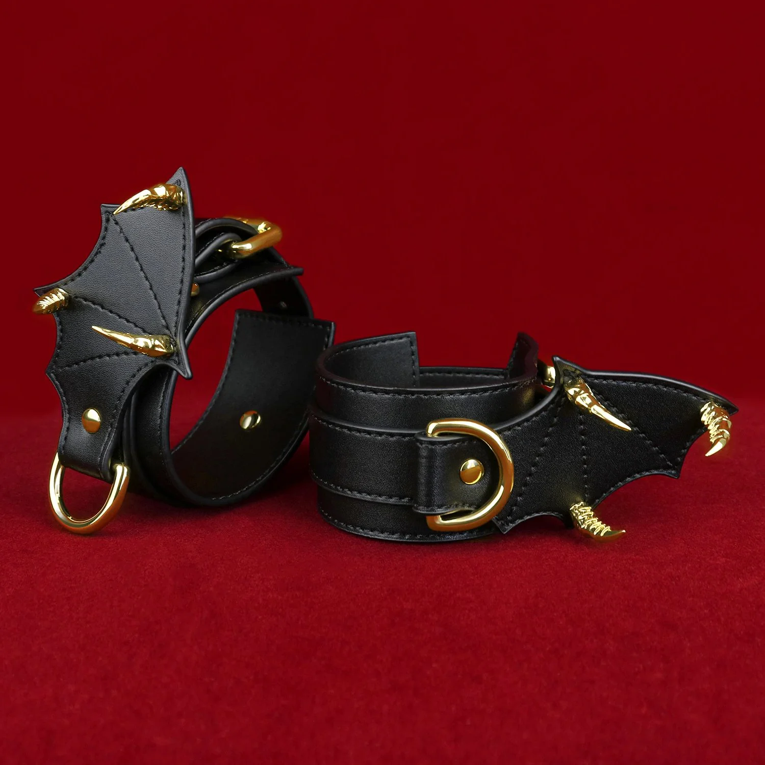 Handcuffs + Ankle Cuffs Leather Bondage 2-Piece Set Available in 2 colors Submissive's Game Prop
