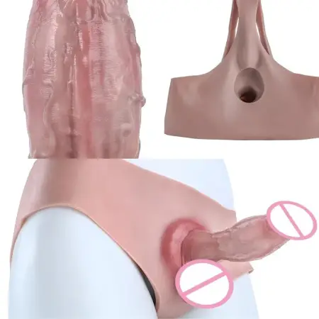 Hollow Dildo Enlarge Pants BDSM Game Sex Toys Male Strap on Silicone Dick Extender Reusable Condom Panties for Couples