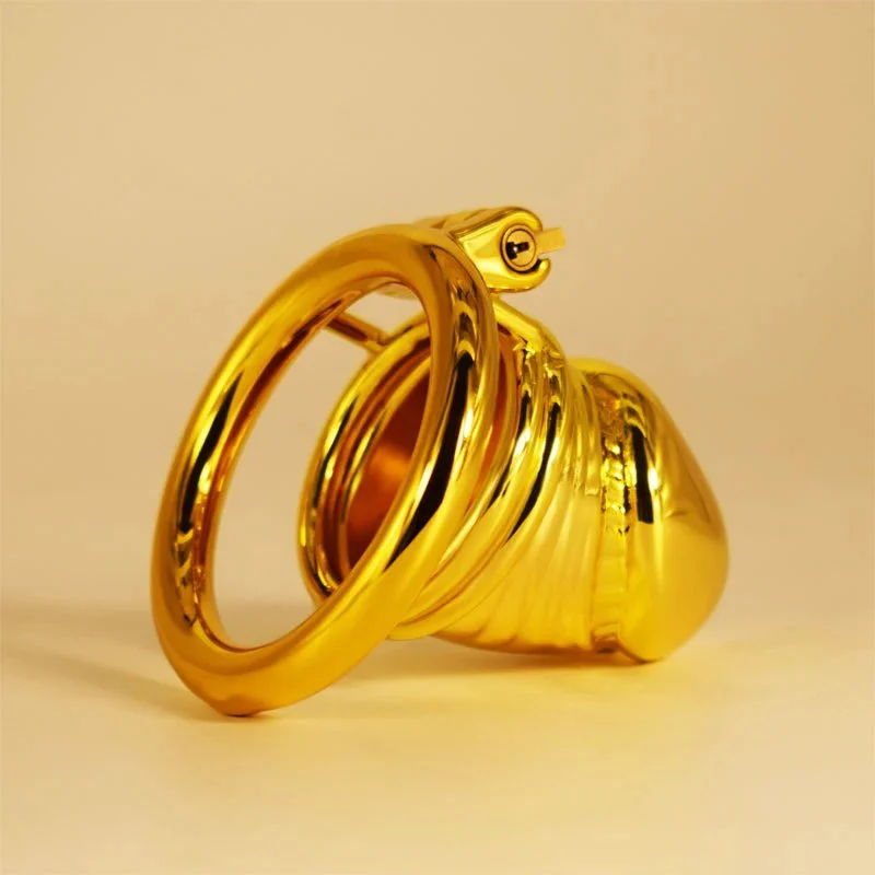 Total High 68mm 304 Stainless Steel Gold Plated Sex Product Adult Man Sex Toy Chastity Device for Male Penis