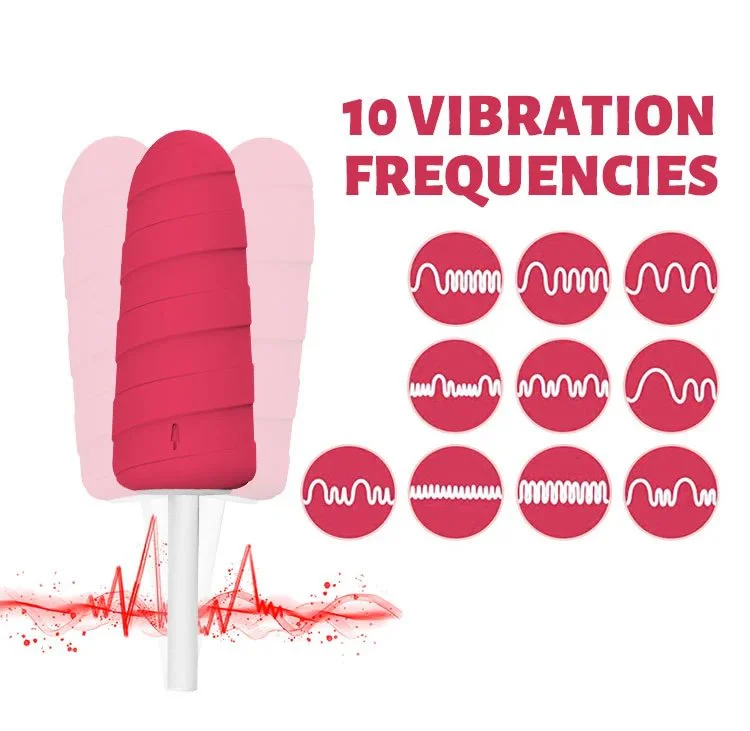 USB Charging Powerful Vibrating AV Wand 10 Frequency Vibrating Masturbation Ice Cream Vibrator for Female Sex Toys