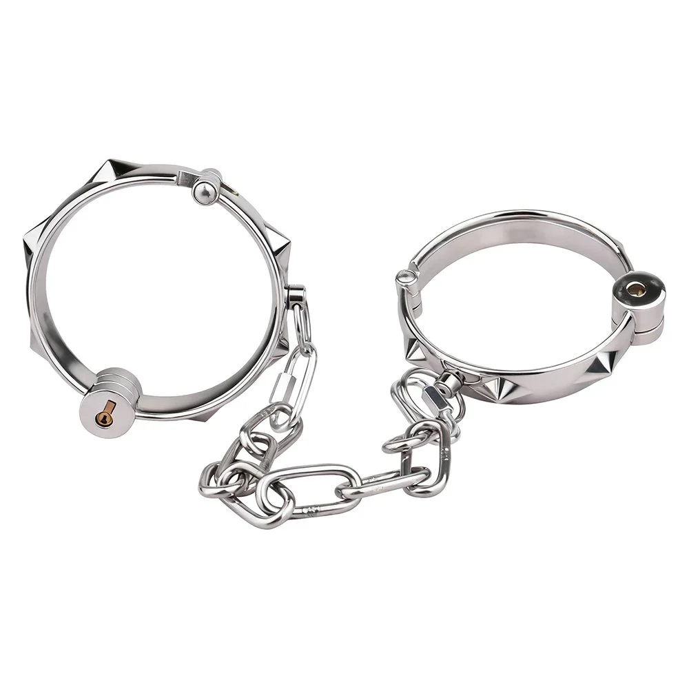 Shackles & Handcuffs with Lock Metal Bondage Toys for Unisex High Heavy Duty Fetish Harness Restraint Kit-Handcuff