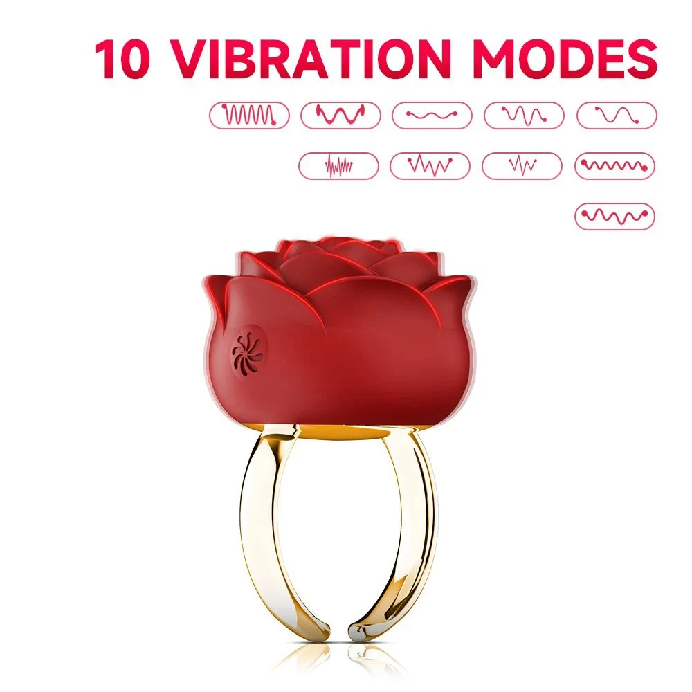 USB Power10 Modes Rose Clitoral Nipple Stimulation Sex Vibrating Finger Ring Vibrator Sex Toys