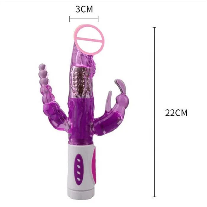 Top Electric Triple Rabbit Dildo Vibrator for Women With Rotating Head Massage Butterfly & G-Spot Features